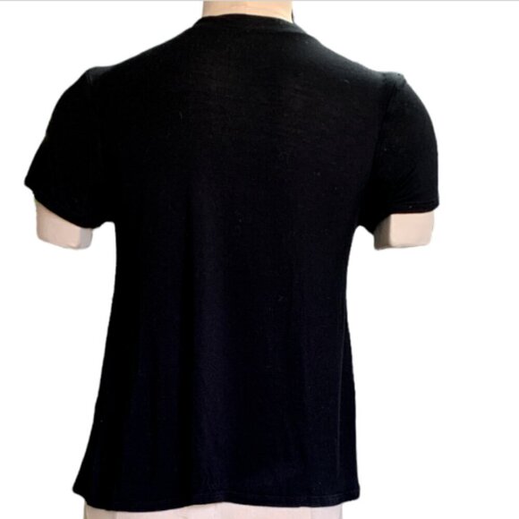 Mossimo T-Shirt Short Sleeve Soft Relaxed Fit Cutout Choker Neck XS Black 12H - Picture 3 of 5